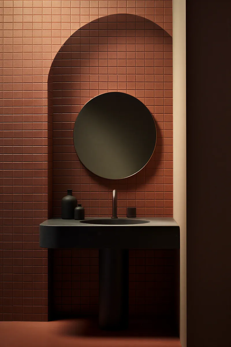 Arched terracotta bathroom