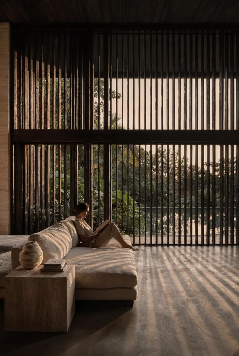 Dark timber residence